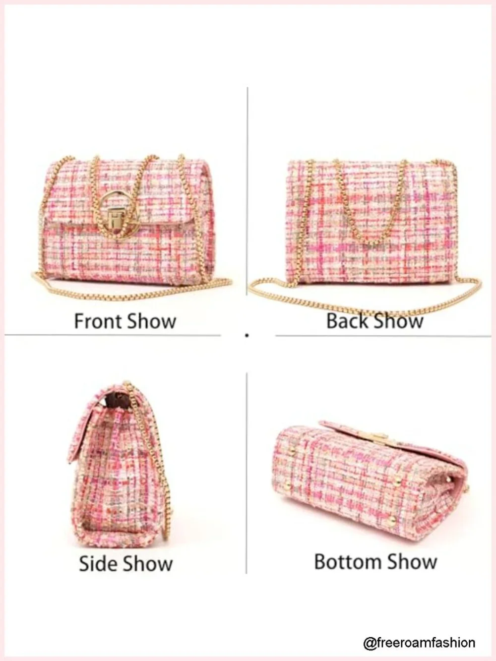 Tweed Small Shoulder Bag Handbag Purse Quilted Crossbody Evening Clutch